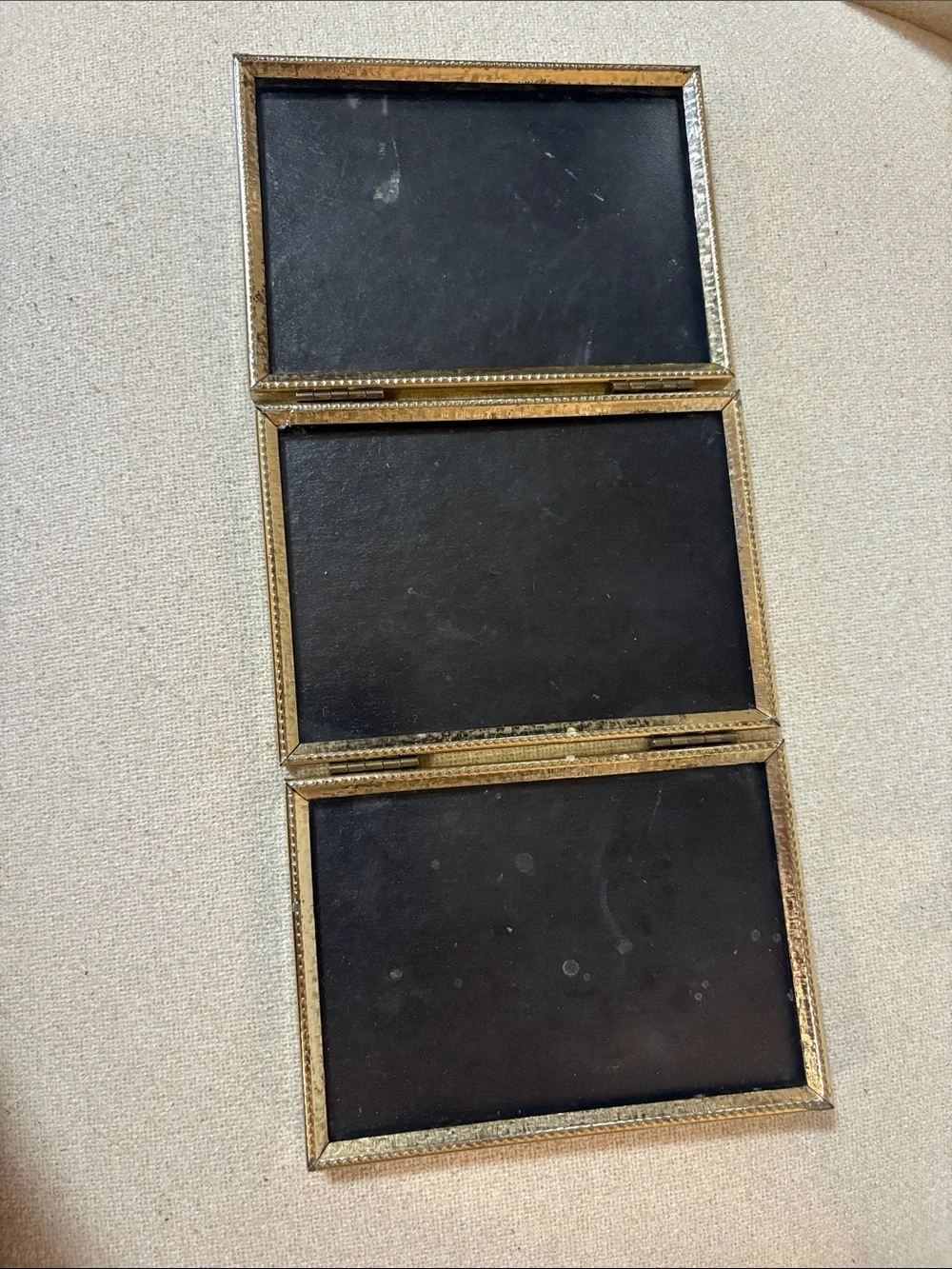 Set of Woven Rattan & 3 window gold Photo Frame